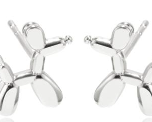 Boucles d'oreilles en argent en forme de chien en ballon - Bijoux ludiques et modernes pour le plaisir, le style