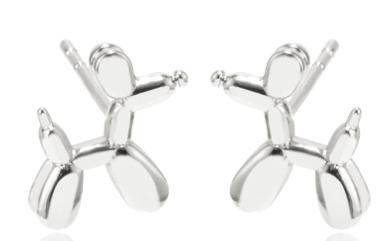 Boucles d'oreilles en argent en forme de chien en ballon - Bijoux ludiques et modernes pour le plaisir, le style