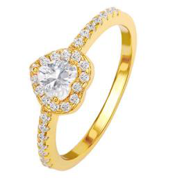 Bague en cœur plaqué or et collier avec halo en CZ - Bijoux romantiques scintillants - Taille 7-8