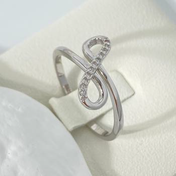 Bague Infini en Argent avec Pave CZ - , Bijou Symbolique et Intemporel - Taille 6-7-8