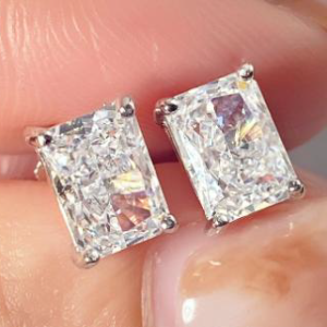 Boucles d'oreilles en zircon cubique taille radiant - Boucles d'oreilles en argent scintillant