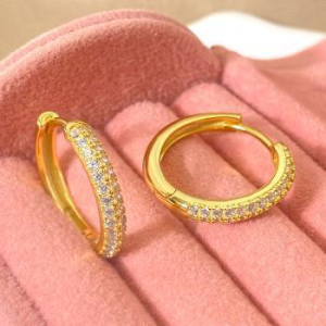 Boucles d'Oreilles Huggie Plaquées Or - Boucles d'Oreilles en Petit Zircon Cubique
