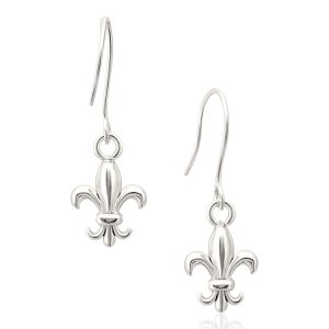Boucles d'oreilles en argent sterling plaqué or blanc Fleur de Lys – Cadeau