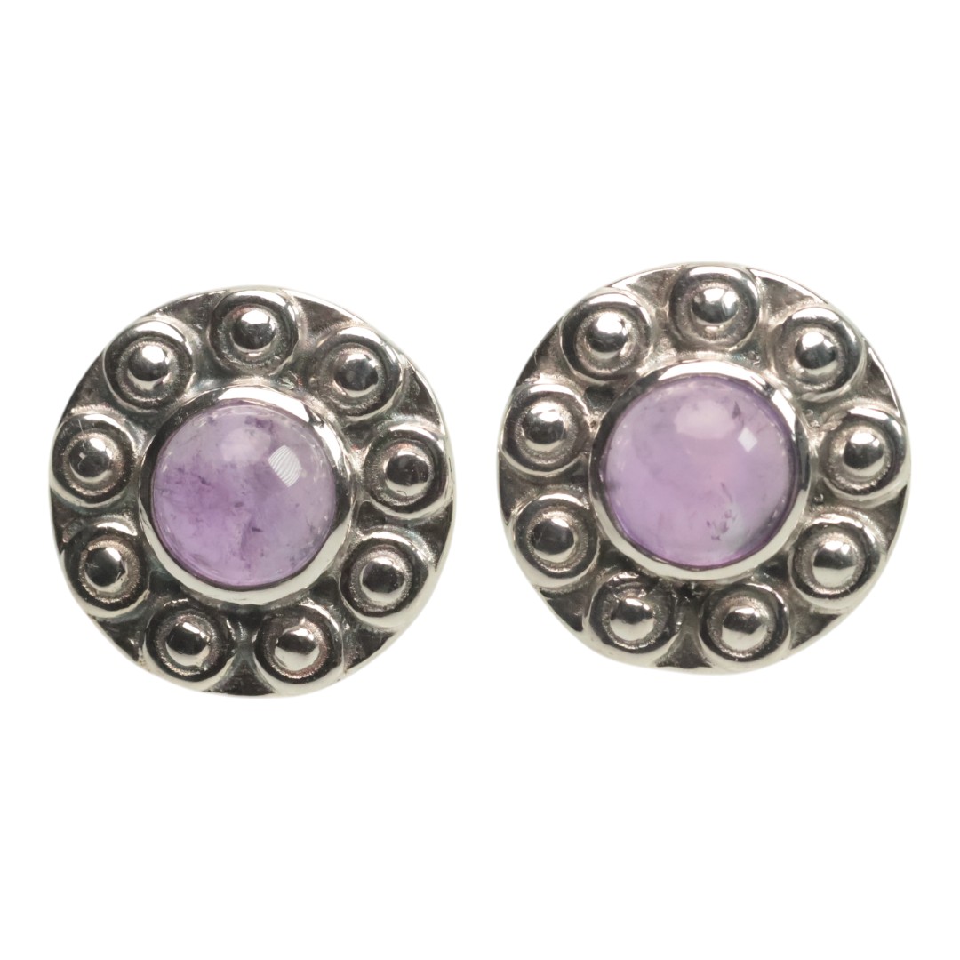 Boucles d'oreilles en améthyste tournesol faites à la main en argent sterling 925 | Artisan