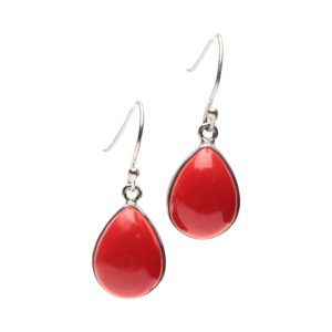 Boucles d'oreilles en argent sterling corail rouge - le style en Y