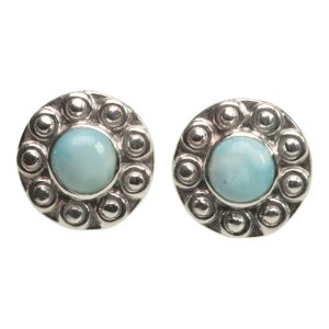 Boucles d'oreilles en Larimar de Tournesol en argent sterling 925 - Bijoux en pierres précieuses faits à la main