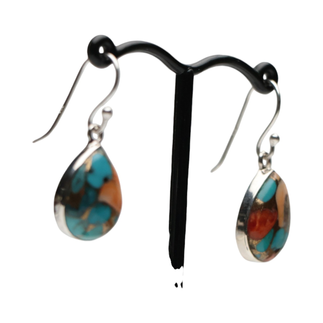 Améliorez le style Y avec des boucles d'oreilles en cuivre huître turquoise en argent sterling – Image 2