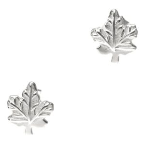 Boucles d'oreilles stud en forme de feuille d'érable en argent sterling plaqué or blanc – pour femmes