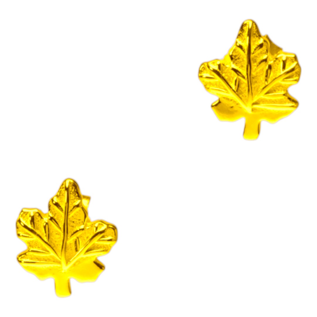 Boucles d'oreilles en feuille d'érable plaqué or 18 carats – Argent sterling pour femmes