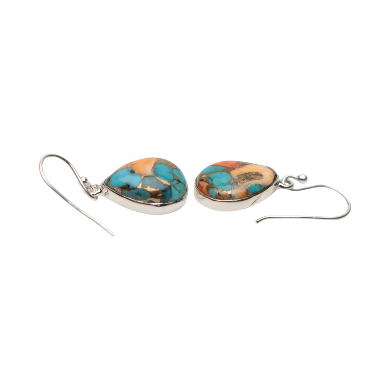 Améliorez le style Y avec des boucles d'oreilles en cuivre huître turquoise en argent sterling – Image 3
