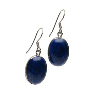 Boucles d'oreilles ovales en Lapis Lazuli époustouflantes : bijoux en pierre précieuse uniques