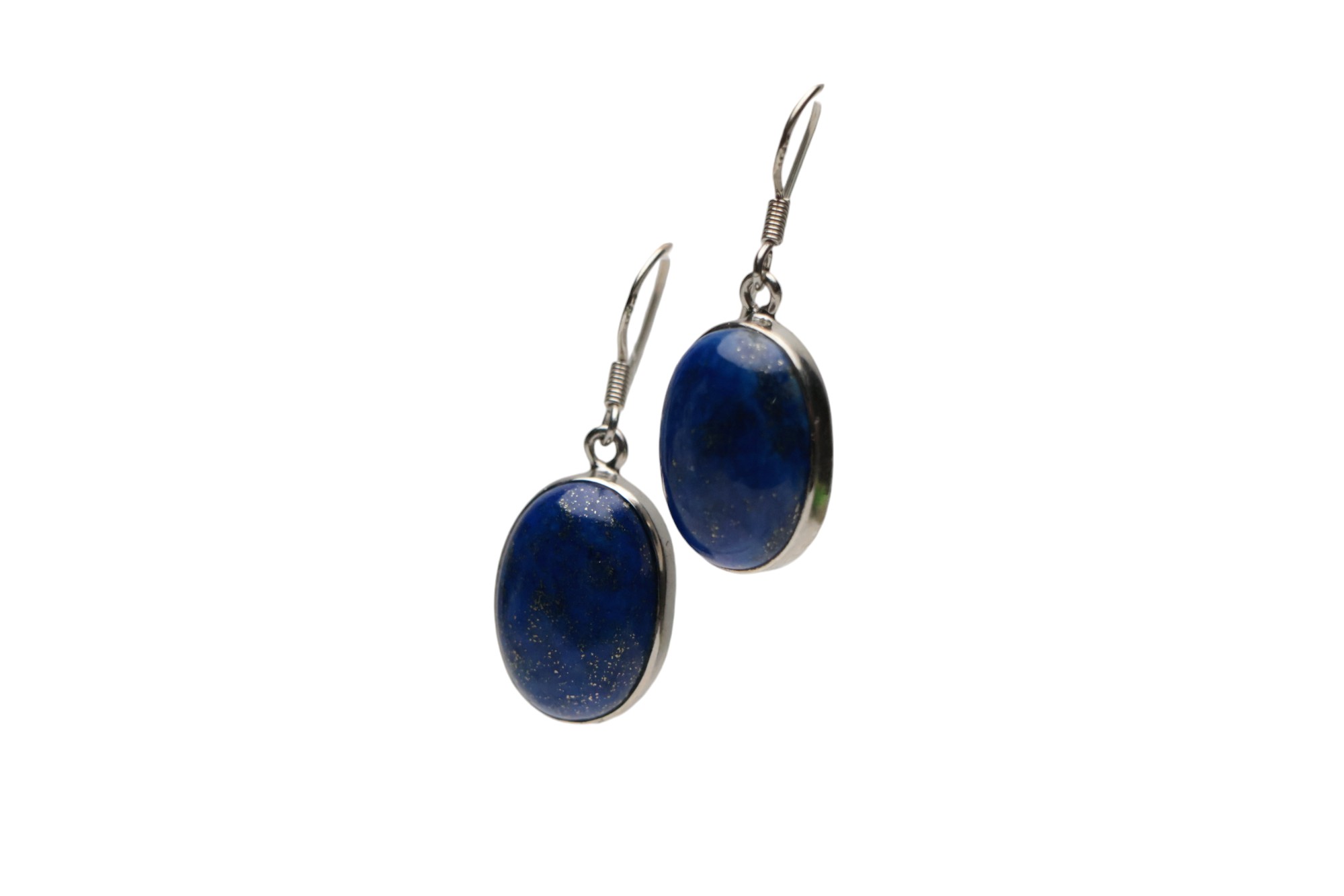 Boucles d'oreilles ovales en Lapis Lazuli époustouflantes : bijoux en pierre précieuse uniques – Image 5