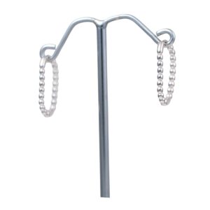 Boucles d'oreilles créoles en argent sterling plaqué or blanc – Design en chaîne à billes