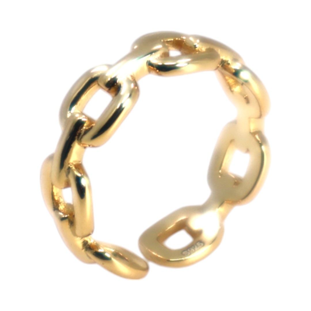 Stylé et polyvalent : Bague à maillons ajustable plaquée or 18K en – Image 4