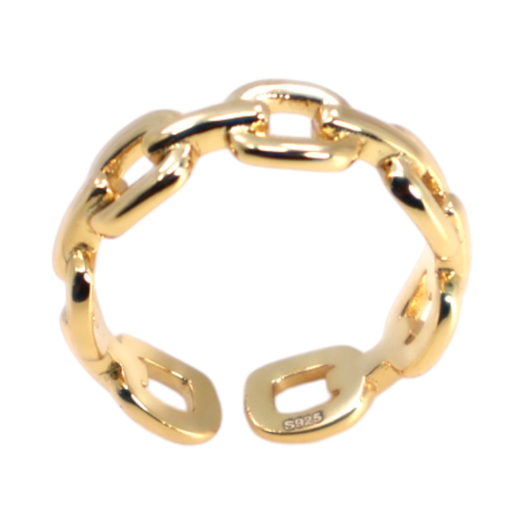 Stylé et polyvalent : Bague à maillons ajustable plaquée or 18K en – Image 5