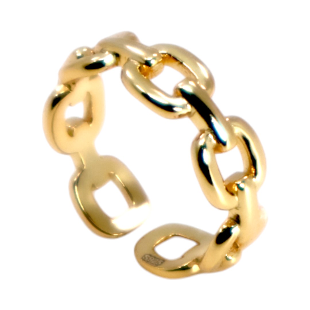 Stylé et polyvalent : Bague à maillons ajustable plaquée or 18K en