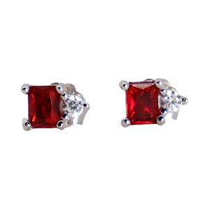 Brillez avec élégance avec les boucles d'oreilles clous en zircon cubique rouge en argent sterling