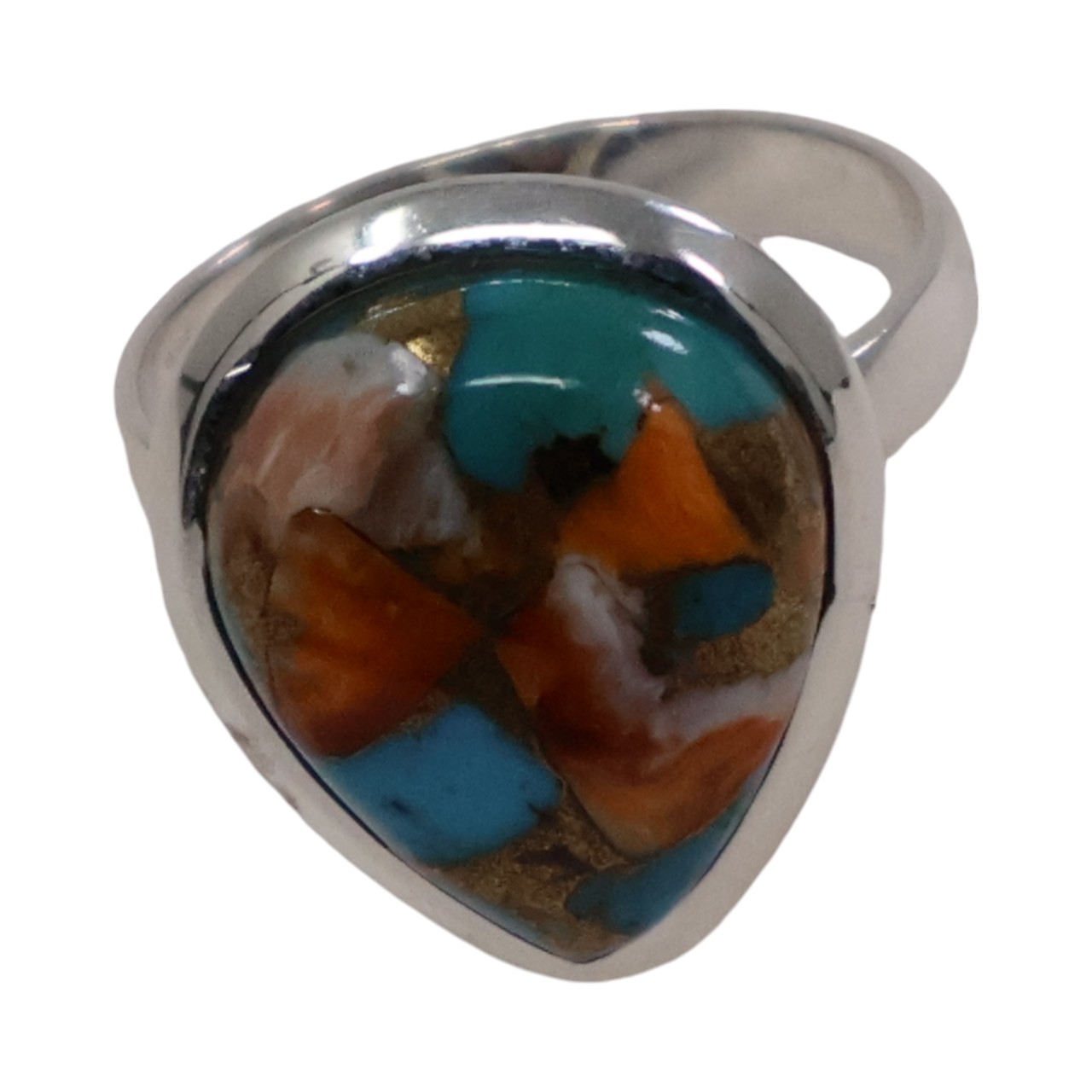 Bague en forme de goutte d'eau en cuivre et turquoise : beauté de la pierre précieuse - Taille 7-8-9 – Image 3