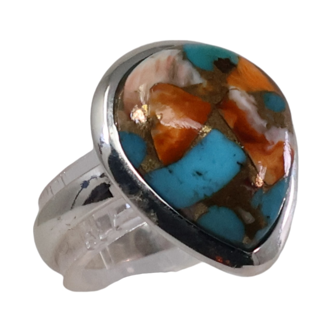 Bague en forme de goutte d'eau en cuivre et turquoise : beauté de la pierre précieuse - Taille 7-8-9 – Image 5