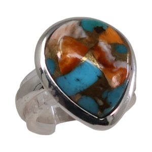 Bague en forme de goutte d'eau en cuivre et turquoise : beauté de la pierre précieuse - Taille 7-8-9