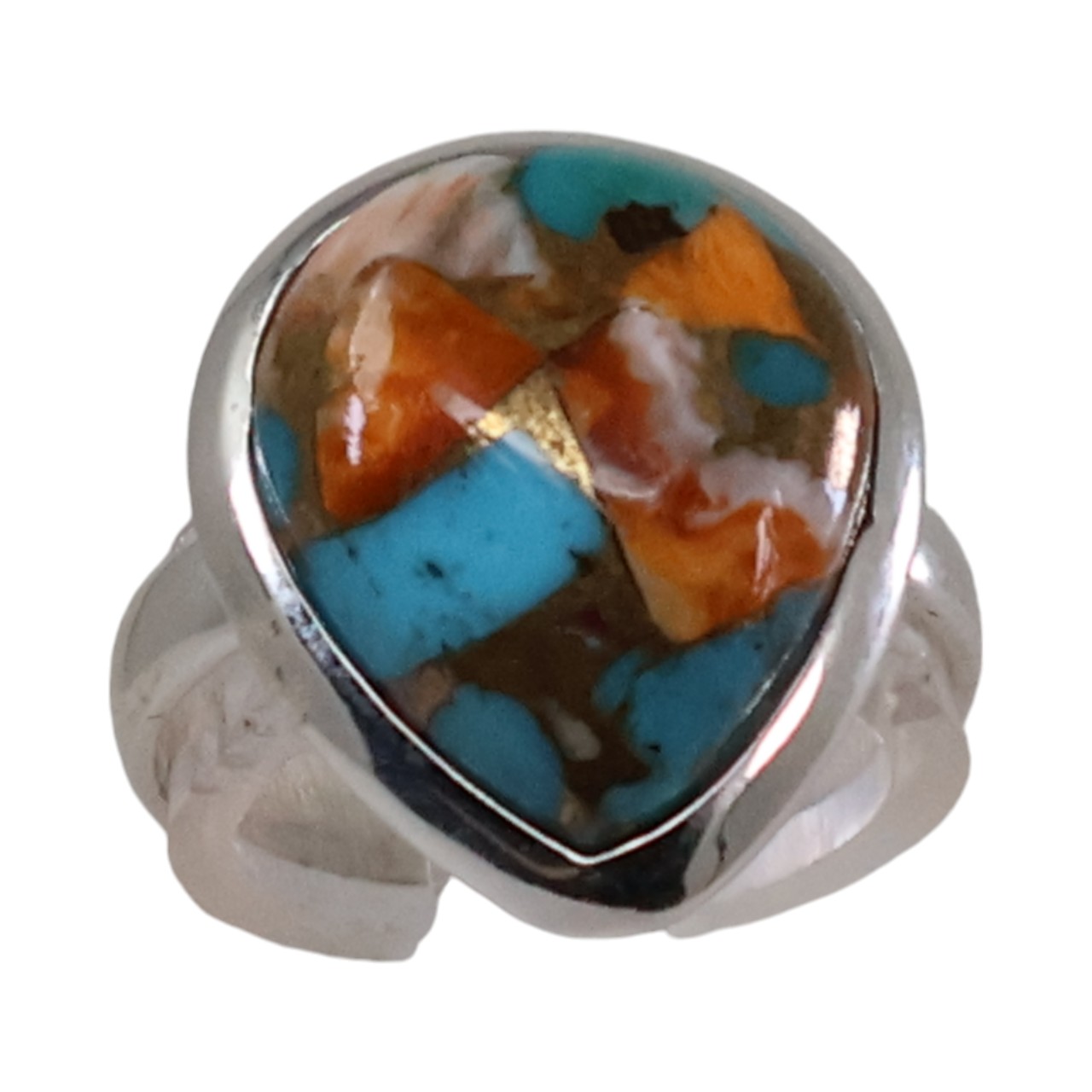 Bague en forme de goutte d'eau en cuivre et turquoise : beauté de la pierre précieuse - Taille 7-8-9 – Image 6