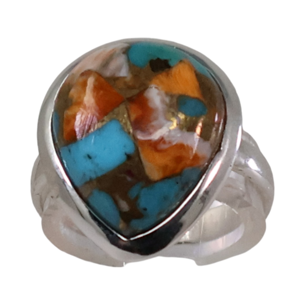 Bague en forme de goutte d'eau en cuivre et turquoise : beauté de la pierre précieuse - Taille 7-8-9 – Image 7