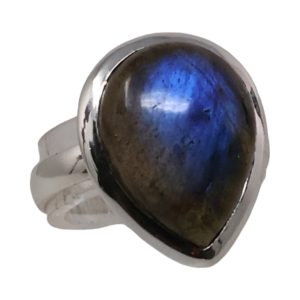 Beau Bague en Labradorite en Forme de Goutte d'Eau | Bijoux en Pierre Précieuse - Taille 7-8