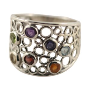 Bague moderne ronde multi-pierres éblouissante - Taille 7-8-9