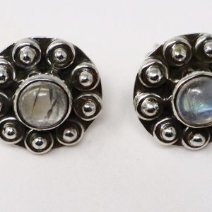Boucles d'oreilles à clou en argent sterling 925 avec pierre de lune - Bijoux tendance pour