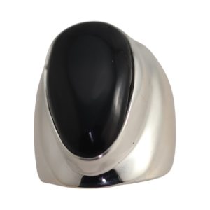 Bague en Onyx Noir Exquise en Argent - Taille 7-8
