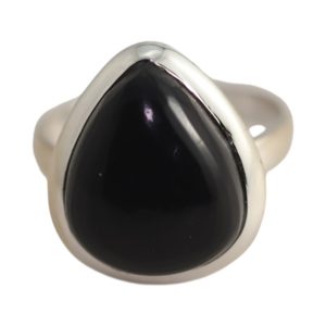 Élégance de la bague en onyx noir en forme de goutte d'eau | Stock limité disponible - Taille 7-8