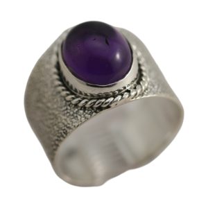 Bague en argent sterling avec améthyste - Taille 7-8-9