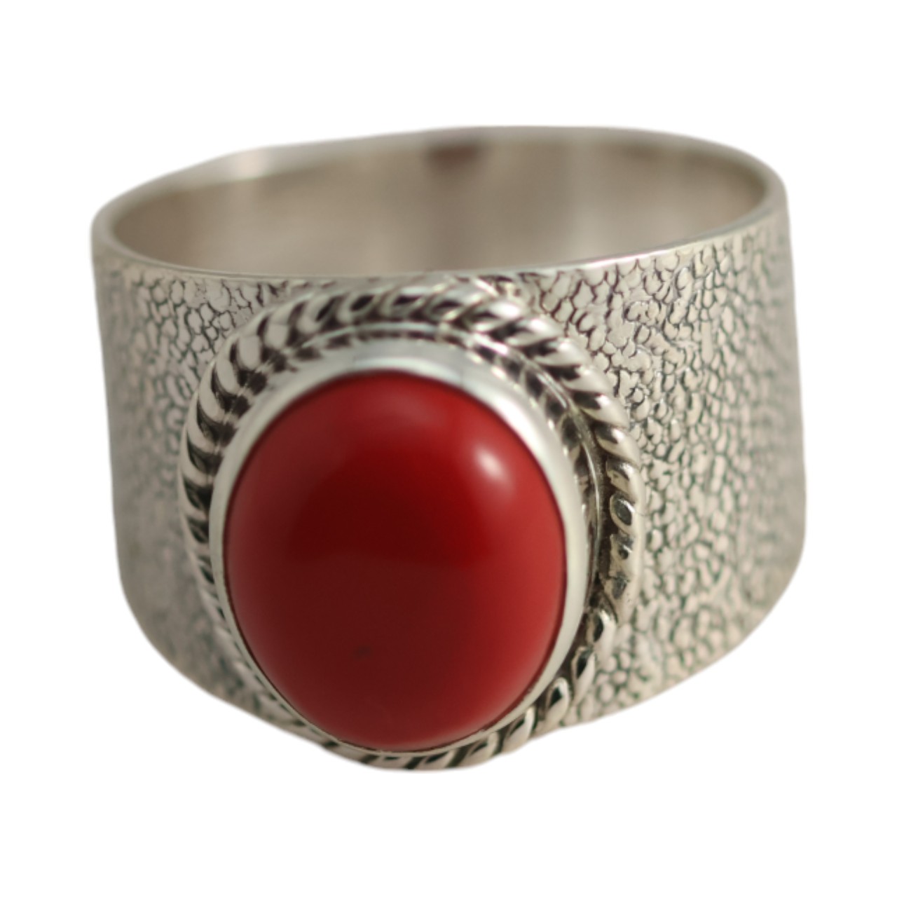 Splendeur d'une véritable bague en argent sterling corail rouge - Taille 7-8-9