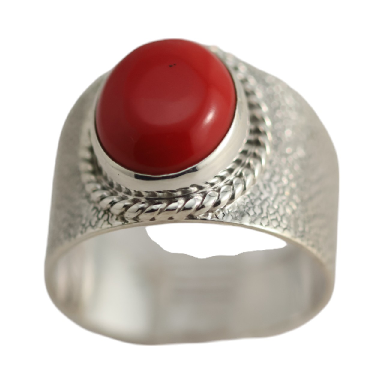 Splendeur d'une véritable bague en argent sterling corail rouge - Taille 7-8-9 – Image 7