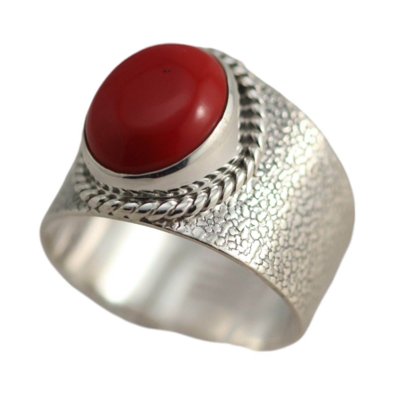 Splendeur d'une véritable bague en argent sterling corail rouge - Taille 7-8-9 – Image 6