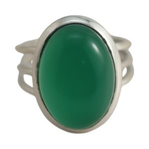 Superbe bague en argent et onyx vert - Élevez votre style Y aujourd'hui - Taille 7-8