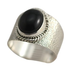 Bague en argent sterling avec onyx noir pour une - Taille 7-8-9