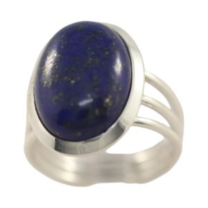 Bague ovale en argent sterling Lapis Lazuli - Bijoux pour toutes les occasions - Taille 7-8