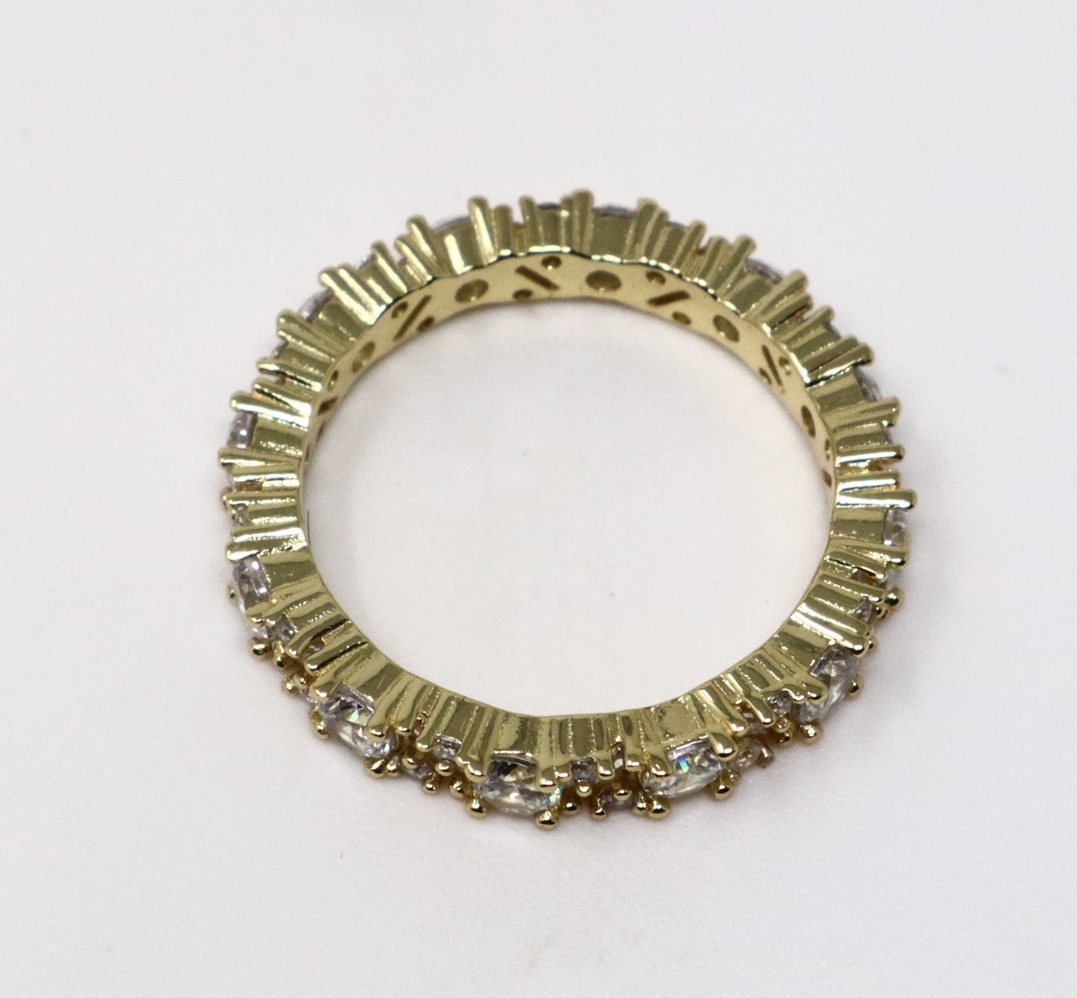 Bague en argent sterling 925 plaquée or élégante avec zircon cubique - Taille 7-8 – Image 14