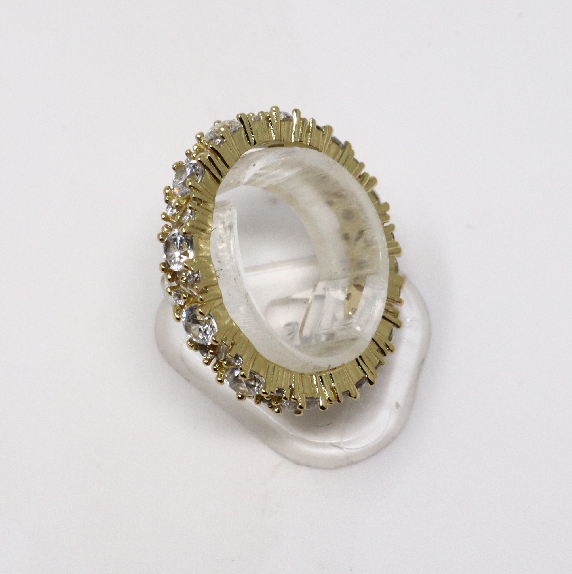 Bague en argent sterling 925 plaqué or avec zircon cubique - Taille 7-8 – Image 3