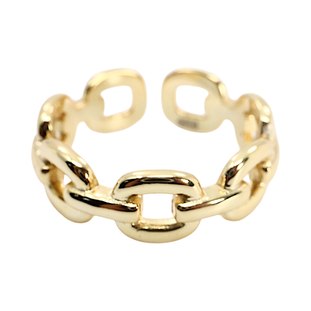 Stylé et polyvalent : Bague à maillons ajustable plaquée or 18K en – Image 6