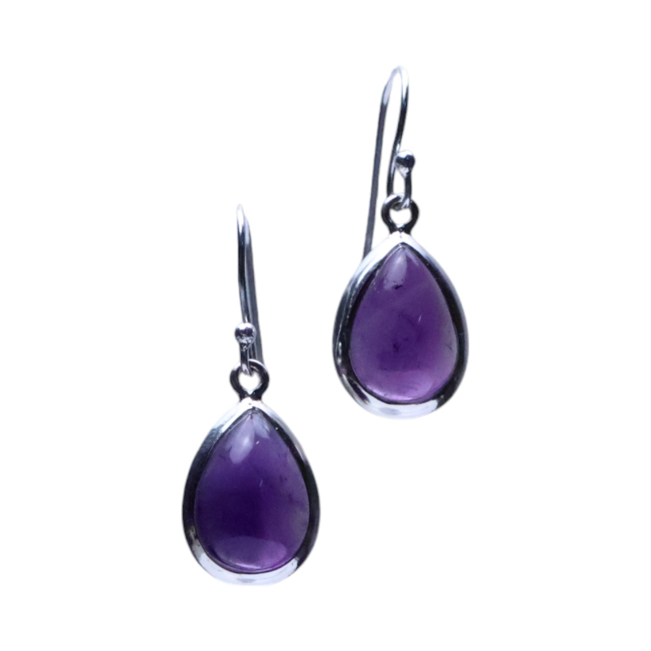 Boucles d'oreilles pendantes en argent sterling améthyste fait main – Image 2