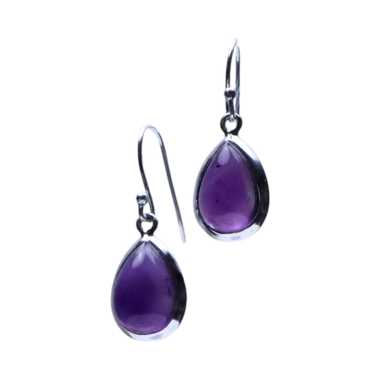 Boucles d'oreilles pendantes en argent sterling améthyste fait main – Image 3