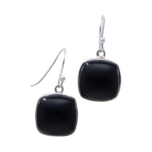 Élégance Éblouissante : Boucles d'Oreilles Carrées en Onyx Noir pour un Look Sophistiqué