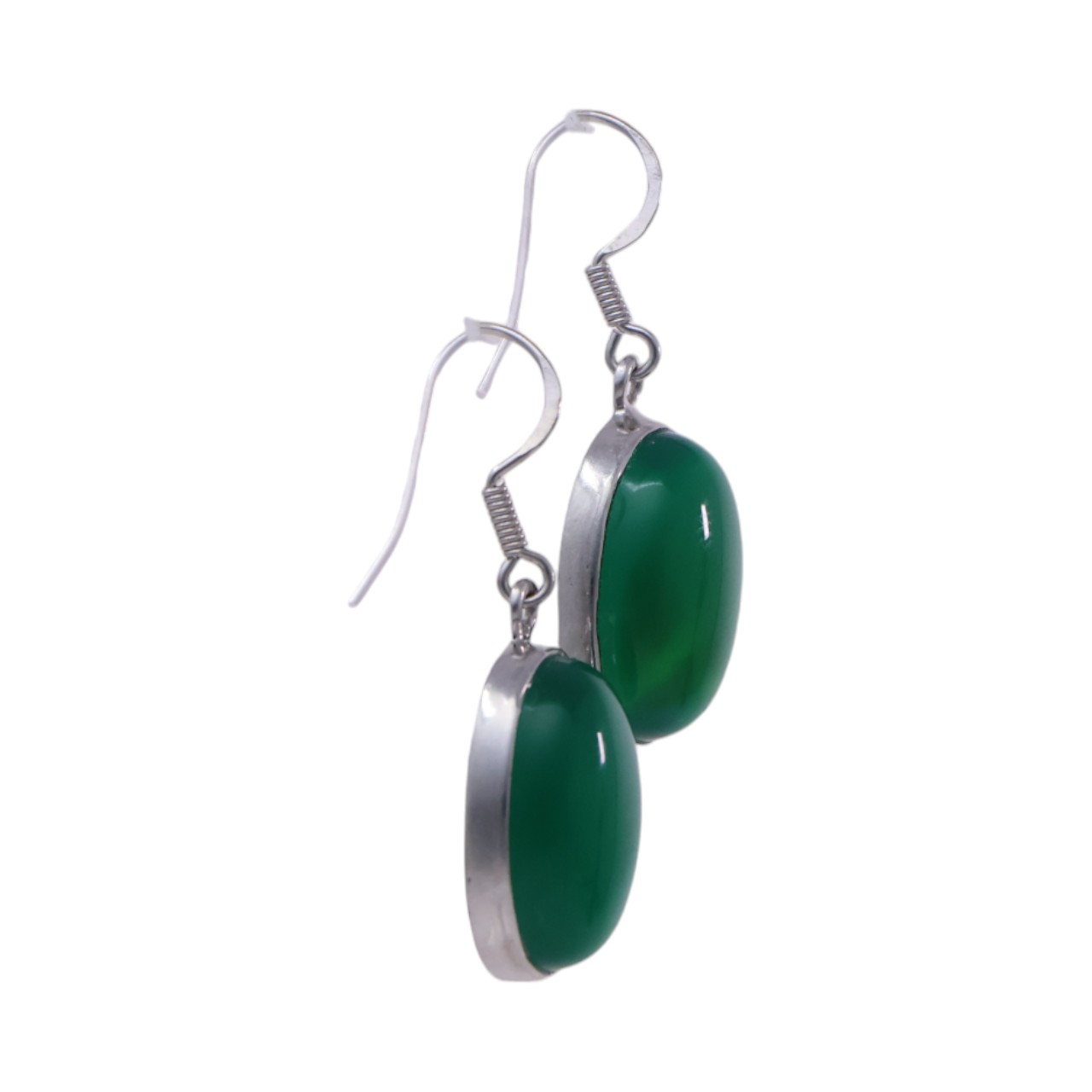 Allure de l'onyx vert - Boucles d'oreilles ovales exquises pour une touche d'élégance – Image 5