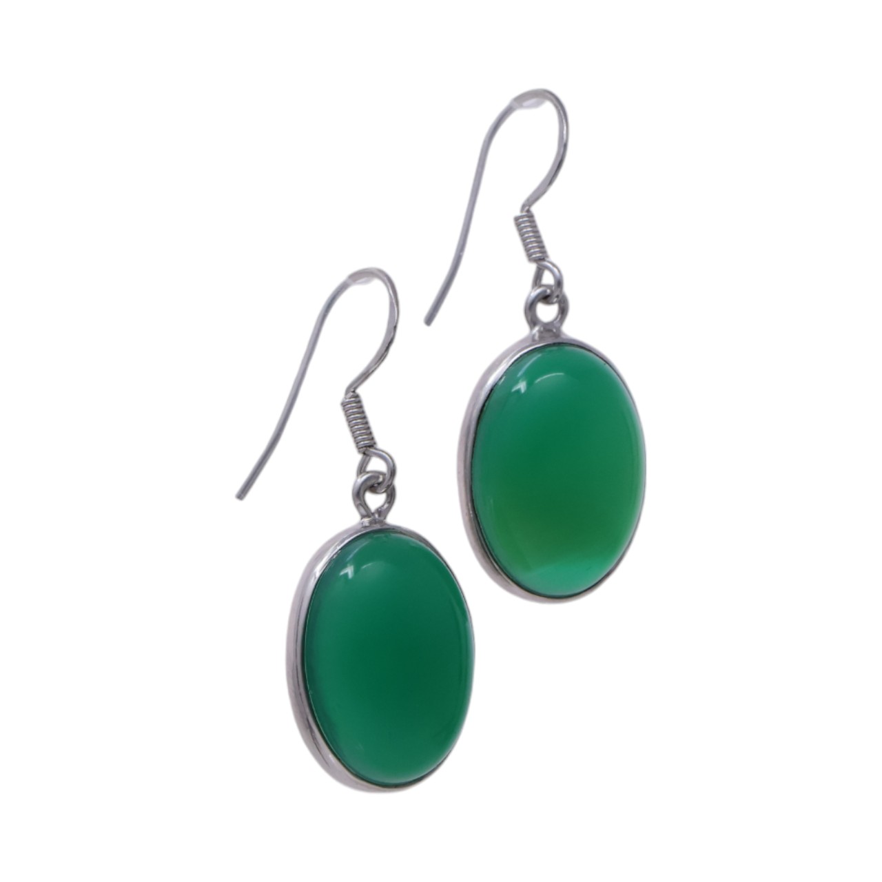 Allure de l'onyx vert - Boucles d'oreilles ovales exquises pour une touche d'élégance – Image 3