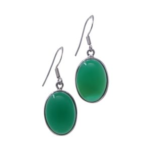 Allure de l'onyx vert - Boucles d'oreilles ovales exquises pour une touche d'élégance