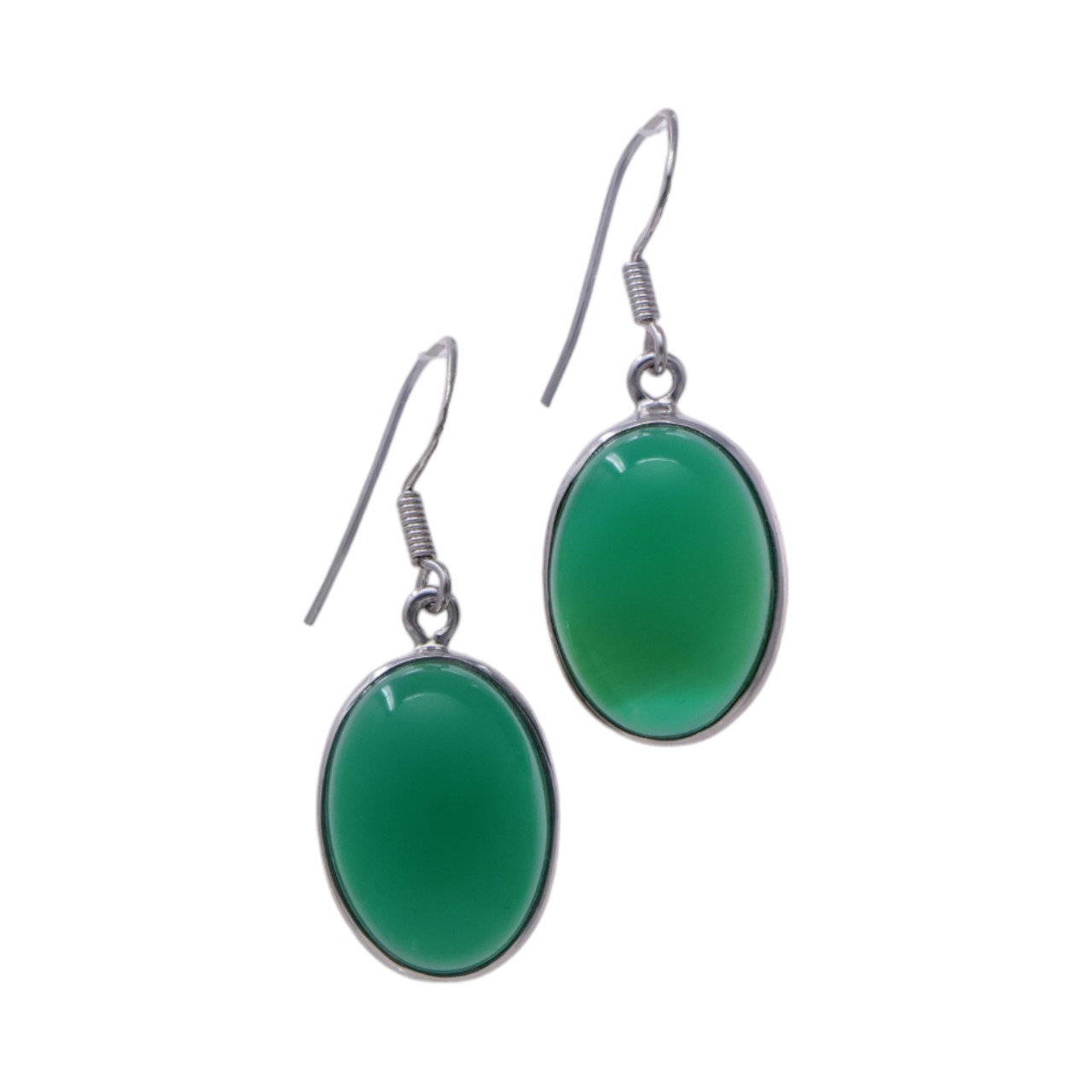 Allure de l'onyx vert - Boucles d'oreilles ovales exquises pour une touche d'élégance