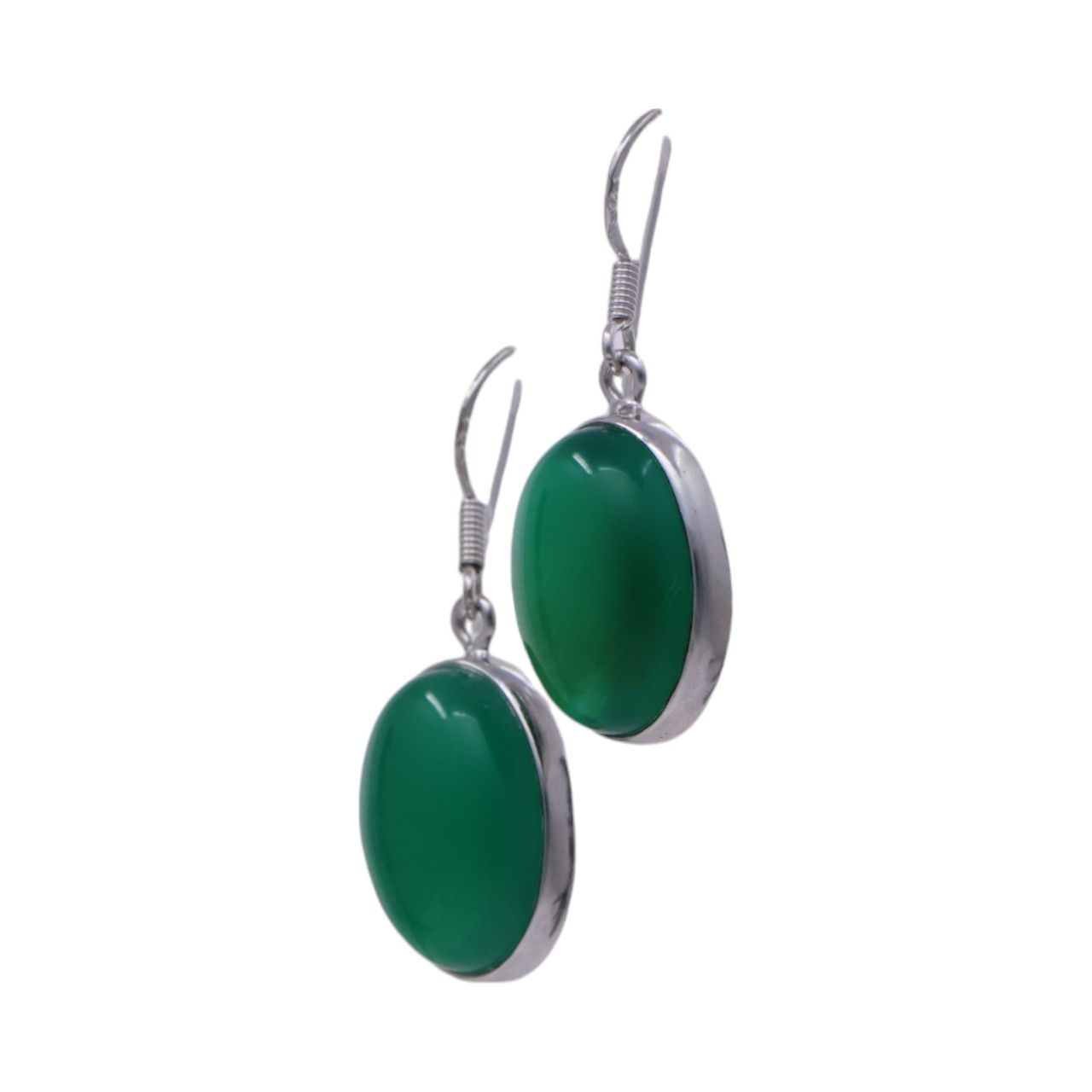 Allure de l'onyx vert - Boucles d'oreilles ovales exquises pour une touche d'élégance – Image 2