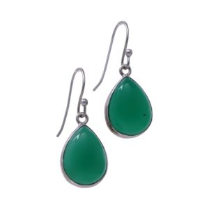 Boucles d'oreilles pendantes en onyx vert et argent sterling - Option 2